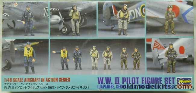 Hasegawa 1/48 WWII Pilot Figure Set Japanese / German / USA / British, X48-7 plastic model kit